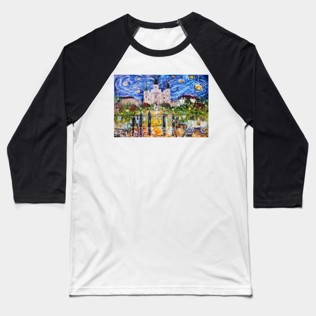 New Orleans Jackson Square Baseball T-Shirt by Karensfineart